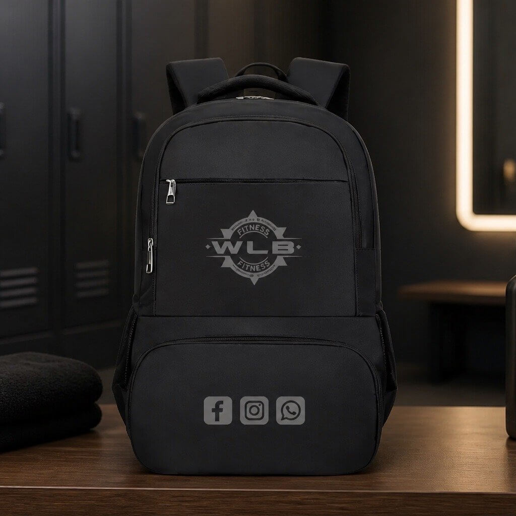 Logo Black Backpack (w/ USB Charging point & Food compartment)